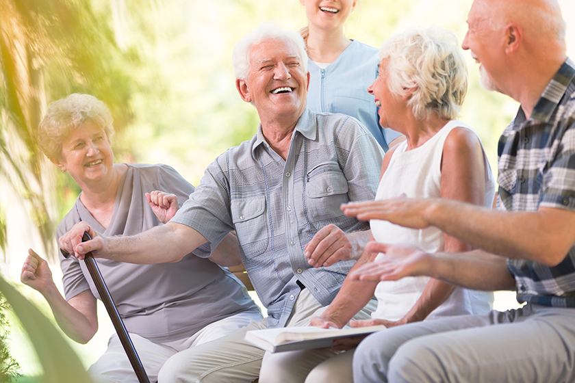 Group of smiling senior friends